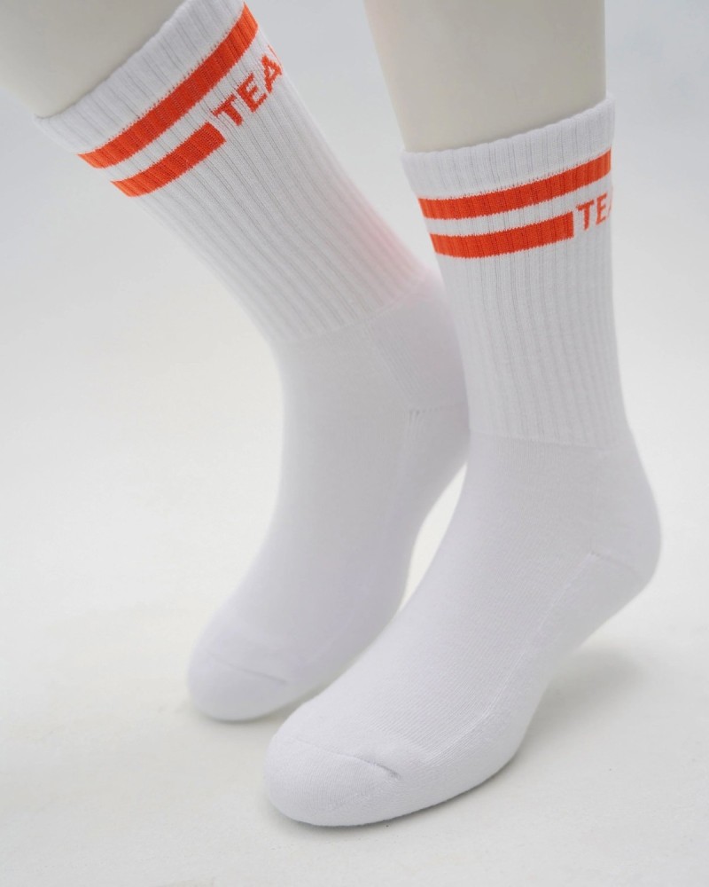 Double Stripe Socks (Orange/White)