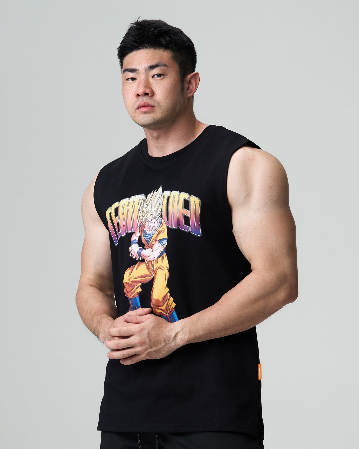 Dragon Ball Z Goku Ribbed-Neck Wide-Fit Tank Top (Black)