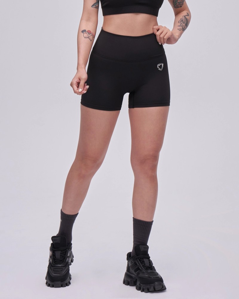 Essential High-Waisted Shorts 4" (Black)