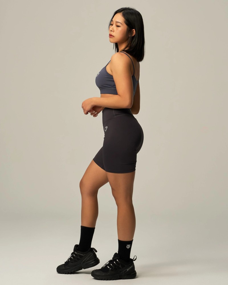 Essential High-Waisted Shorts 8" (Grey)